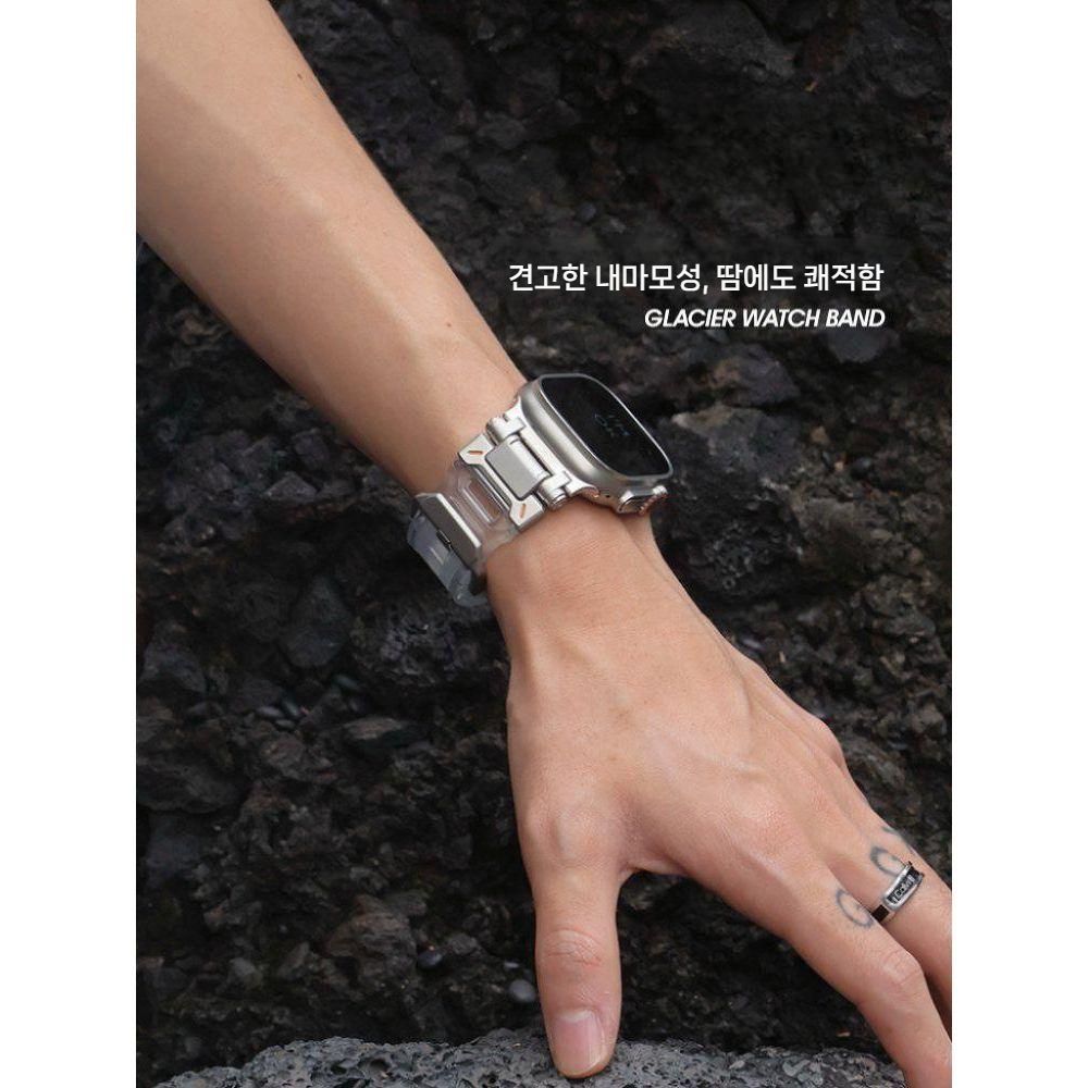 애플워치 11세대 울트라3 se3 스트랩 티타늄 커넥터 투명 실리콘밴드 - 상세 이미지 3