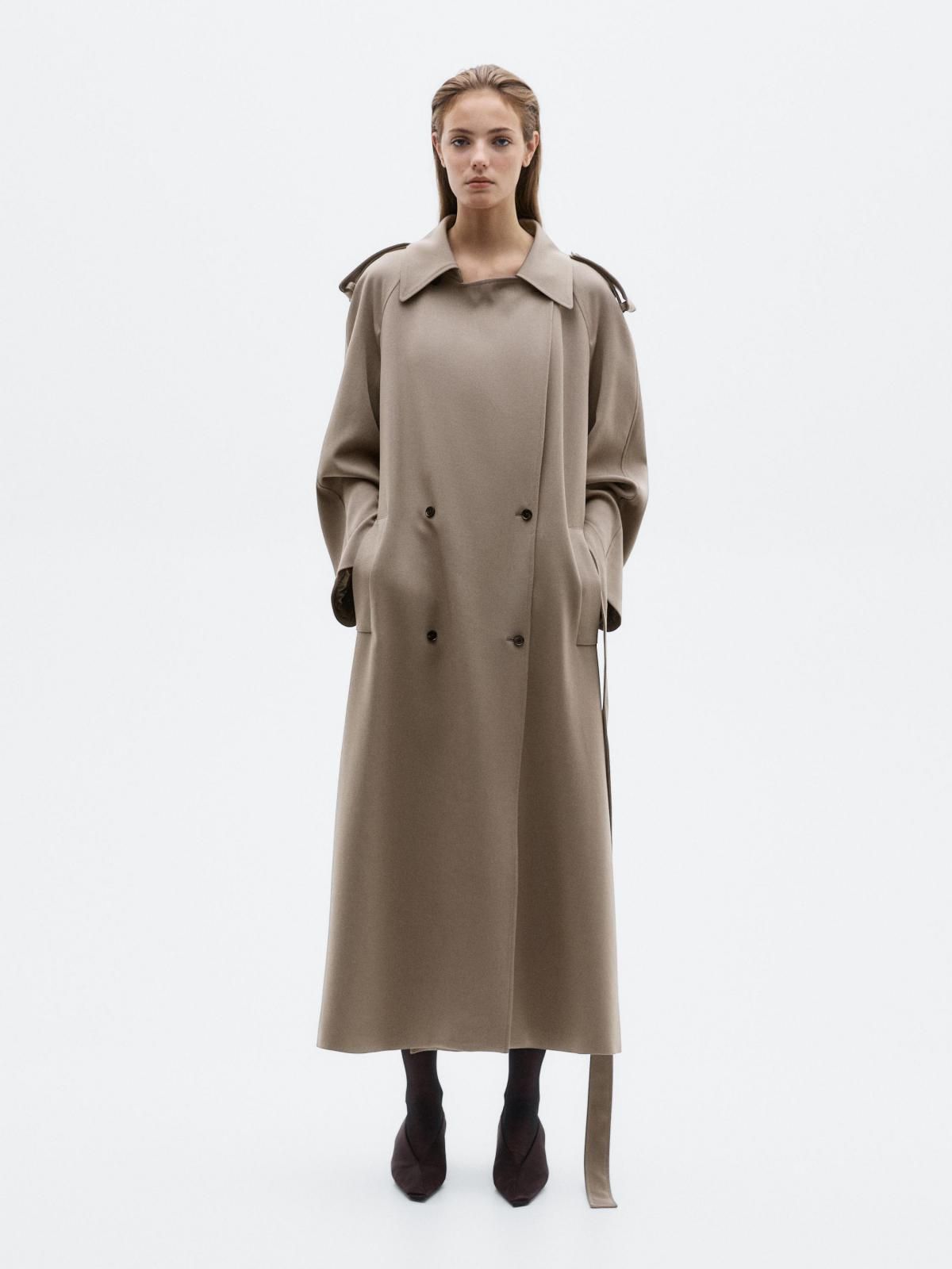 마시모두띠 오버사이즈 울 벨트 롱 트렌치코트 6700/555 OLIVE - 상세 이미지 2