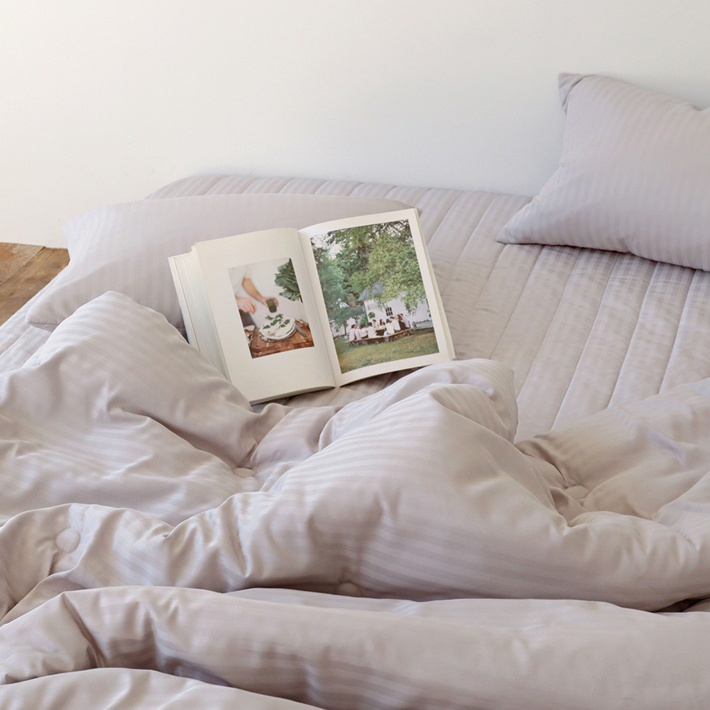 프리즈 먼지없는 호텔식 스트라이프 마이크로 도비 사계절 침대 매트리스 커버 누빔 Q