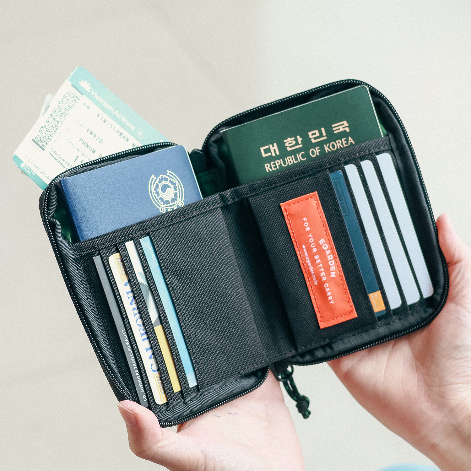 에가든 트래블러 패스포트 RFID 차단 안티스키밍 여행용 지갑 여행 여권 케이스