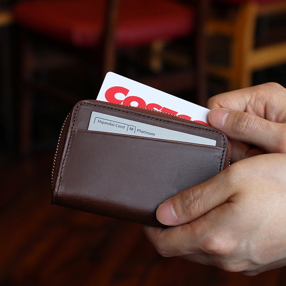 에가든 테이크포켓 지퍼 카드 명함 남성 여성 가죽 지갑