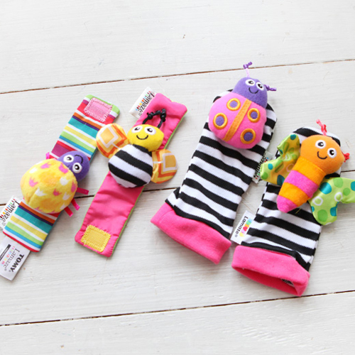 라마즈 애벌레 오감 풀세트 국민 아기장난감 애벌레 핑크/노랑+손발목 딸랑이+촉각 주사위