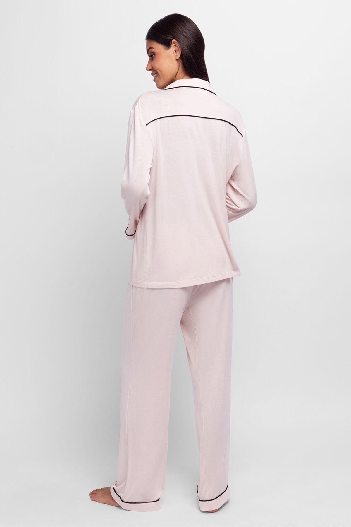 도리나 럭셔리 소프트 파이핑 셔츠 파자마 세트 4222481 FUCSIA - 상세 이미지 2