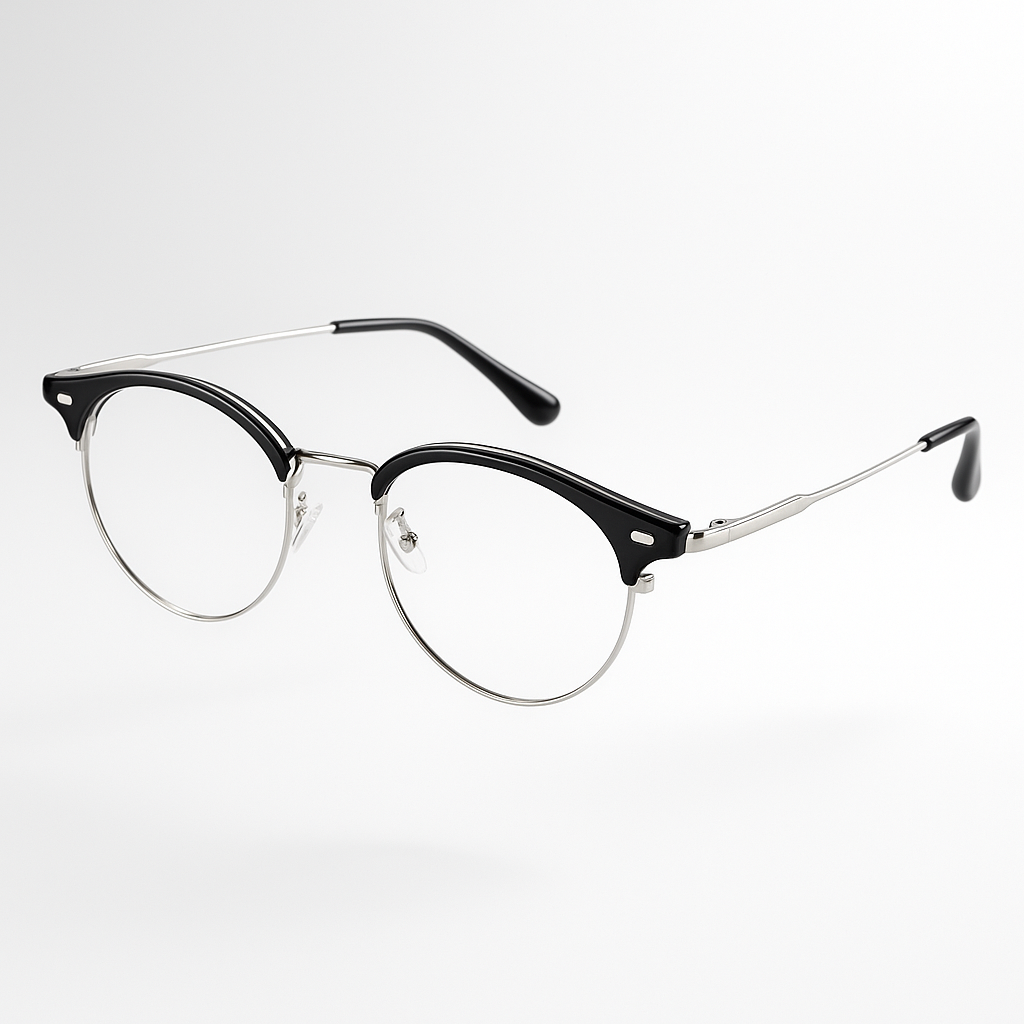 가벼운 반뿔테 블루라이트차단 하금테 안경 원형 반테