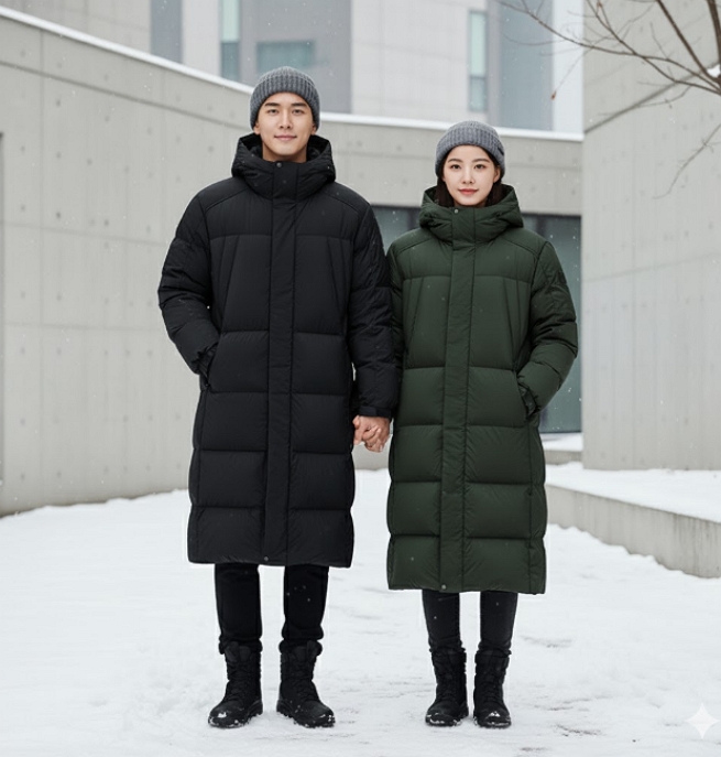[무료반품] 블랙야크 겨울 공용 방풍 보온 유러피안 구스다운 롱다운 커플 패딩점퍼 블랙, 110 - 상품 이미지