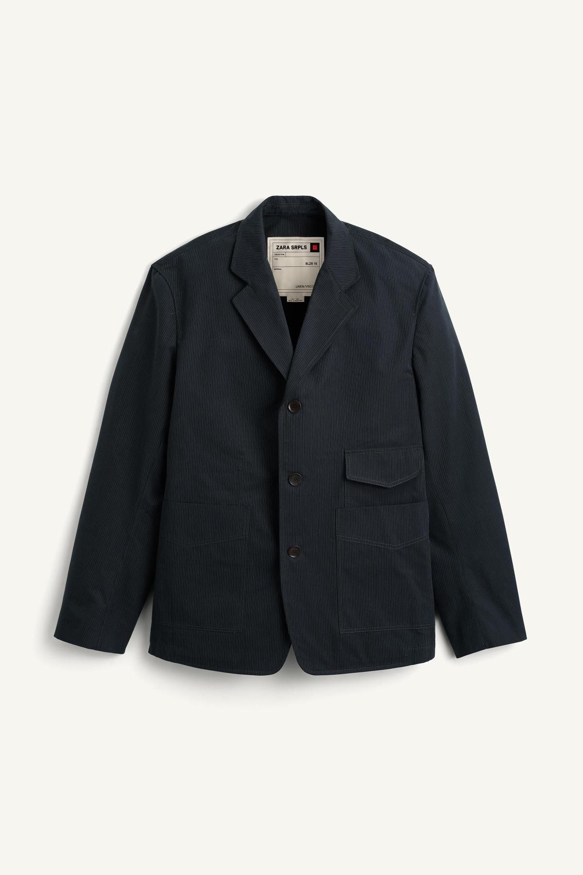 자라 테크니컬 코튼 테일러드 블레이저 6367/319 DARK NAVY - 상품 이미지