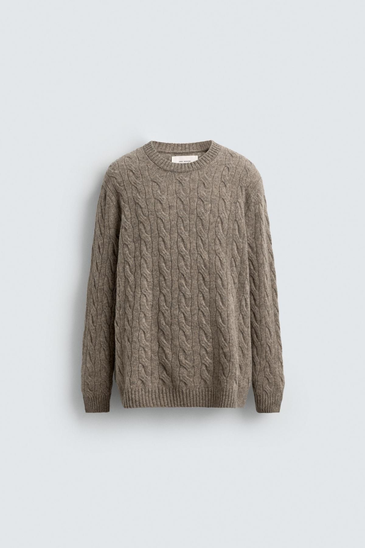 자라 프리미엄 울 케이블 니트 스웨터 2632/307 BEIGE MARL - 상품 이미지