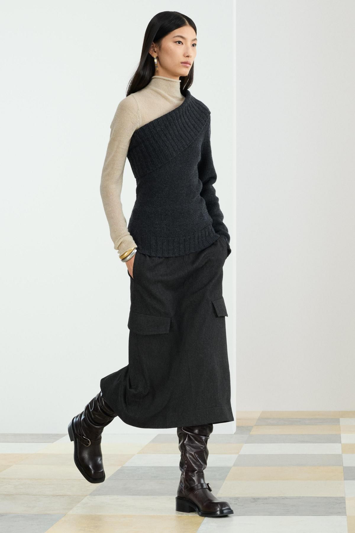 자라 울 블렌드 미디 카고 스커트 8981/250 MID-GREY - 상세 이미지 3