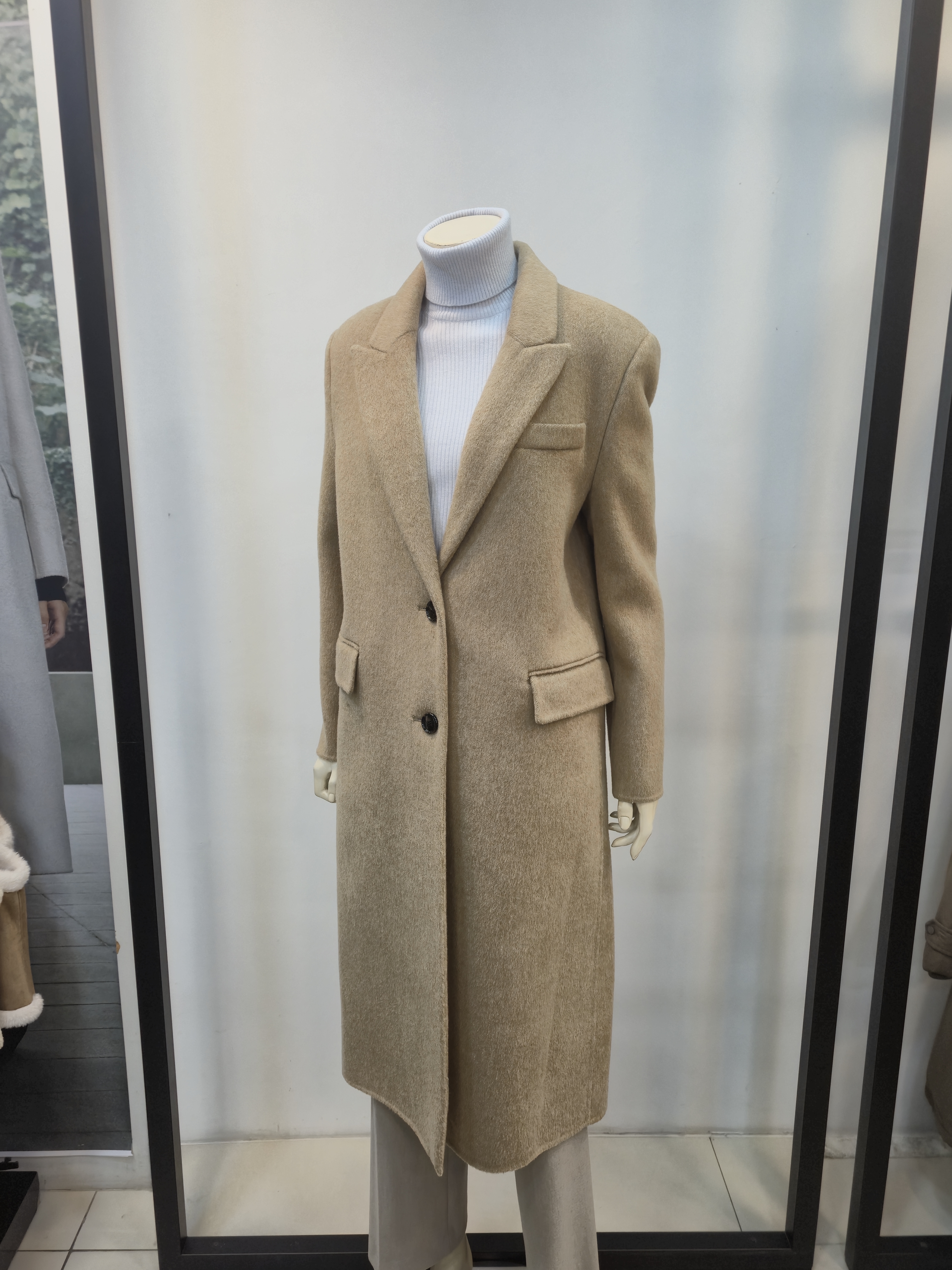 쉬즈미스 싱글핸드메이드코트  울혼방롱코트 하객룩 결혼식 P441100