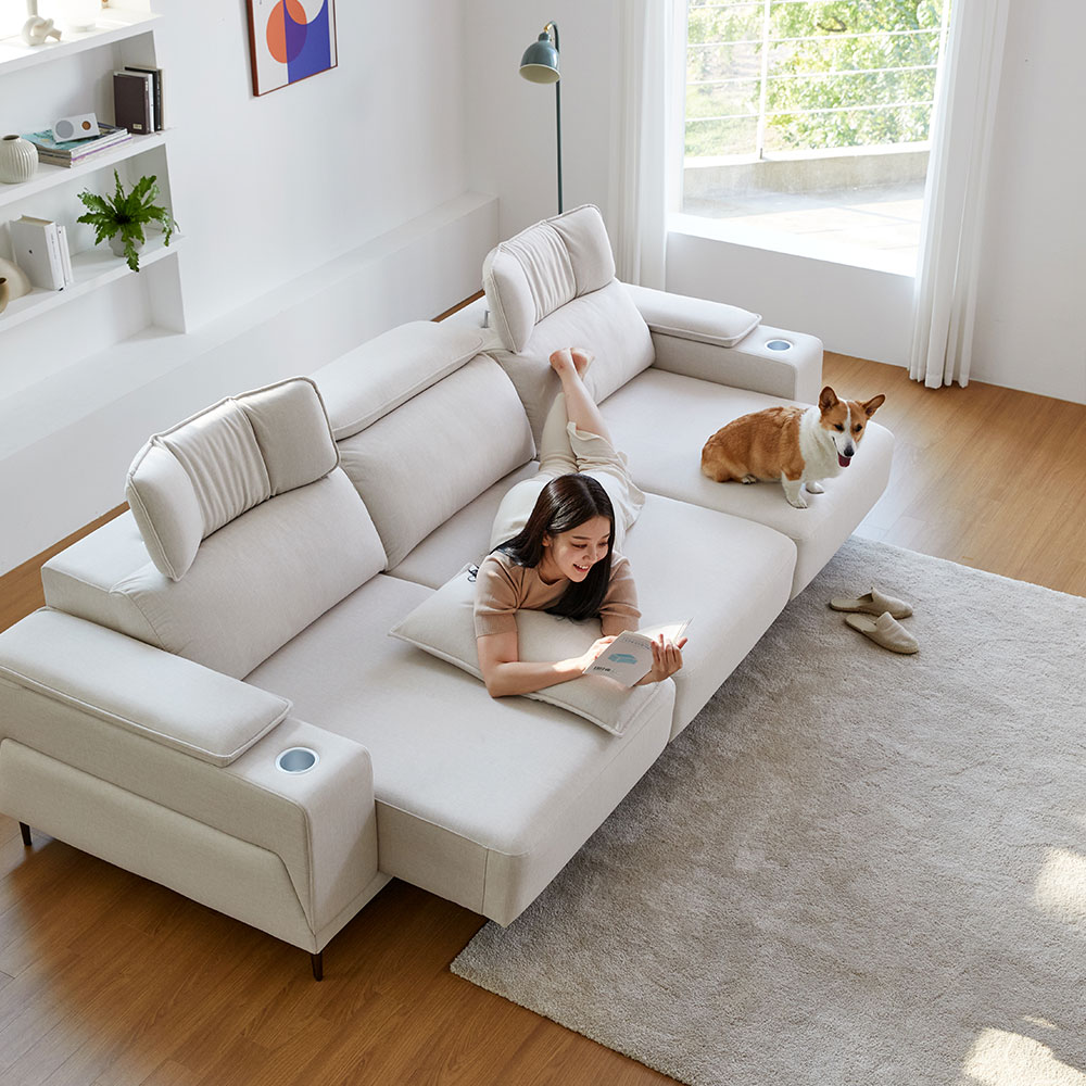 모던홈즈 스너글 패브릭 슬라이딩 모션 리클라이너 4인 소파