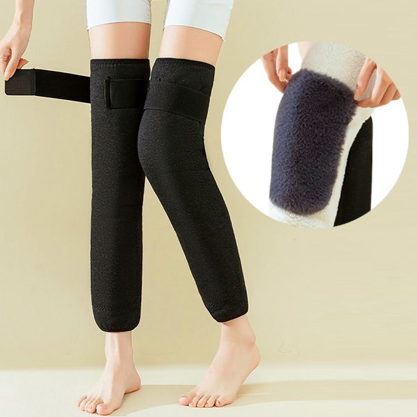 무릎 보온 보호대 융털 38cm 숏 기모 다리 발목 방한 토시 기모 겨울 방한대 - 메인 이미지