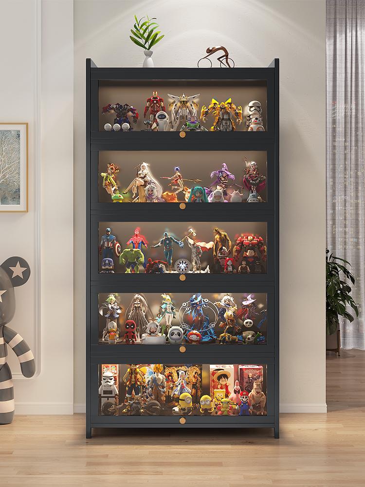 레고 진열대 전시대 투명 아크릴 피규어장식장 방진  블랙 5단 80cm