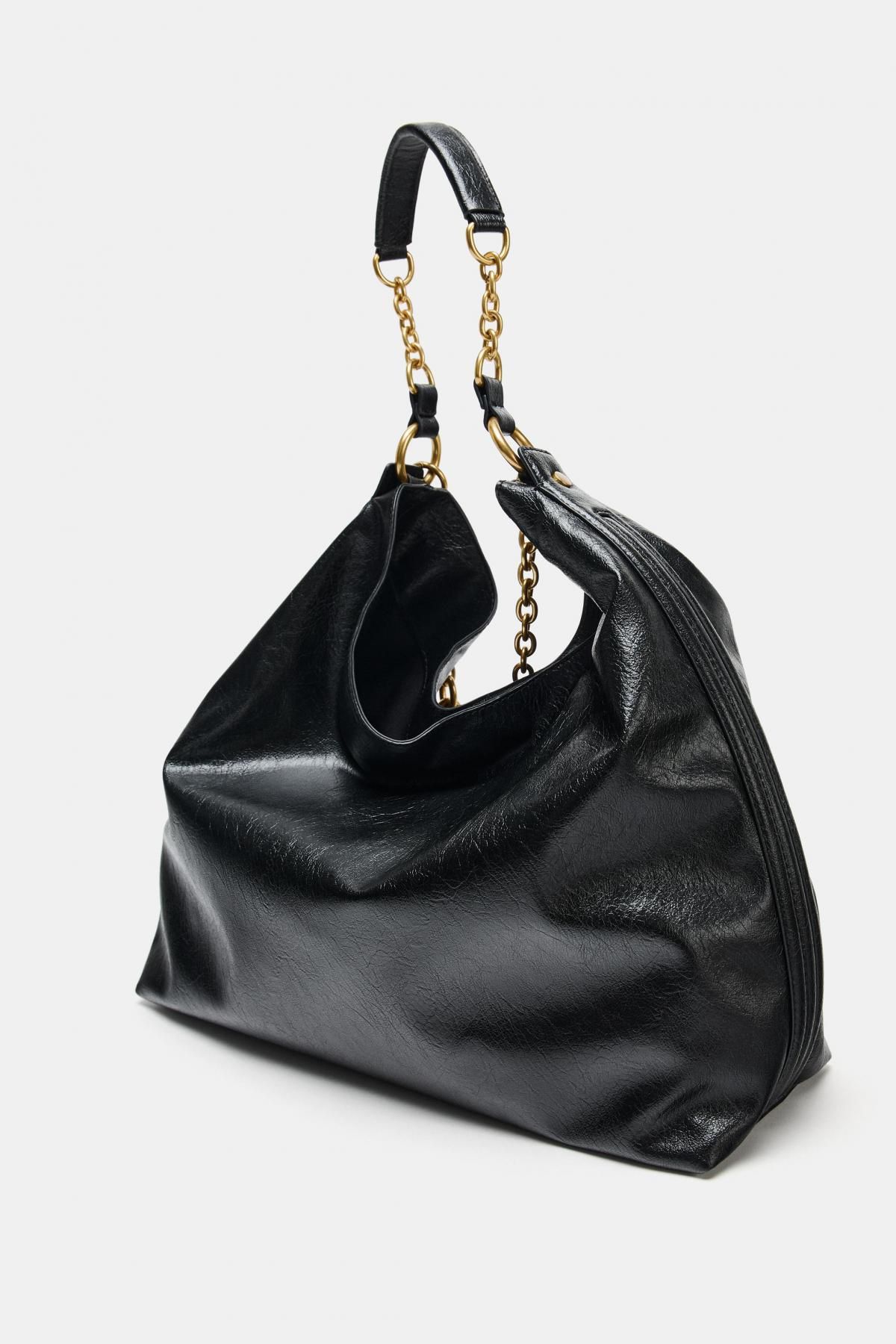 자라 체인 디테일 맥시 버킷백 블랙 6751/610 BLACK 이미지 7