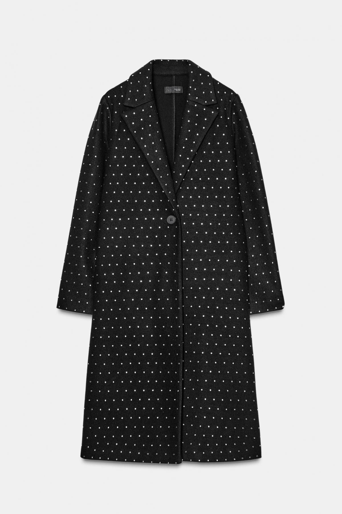 자라 테크니컬 글리터 롱코트 라펠카라 5070/641 BLACK - 상품 이미지