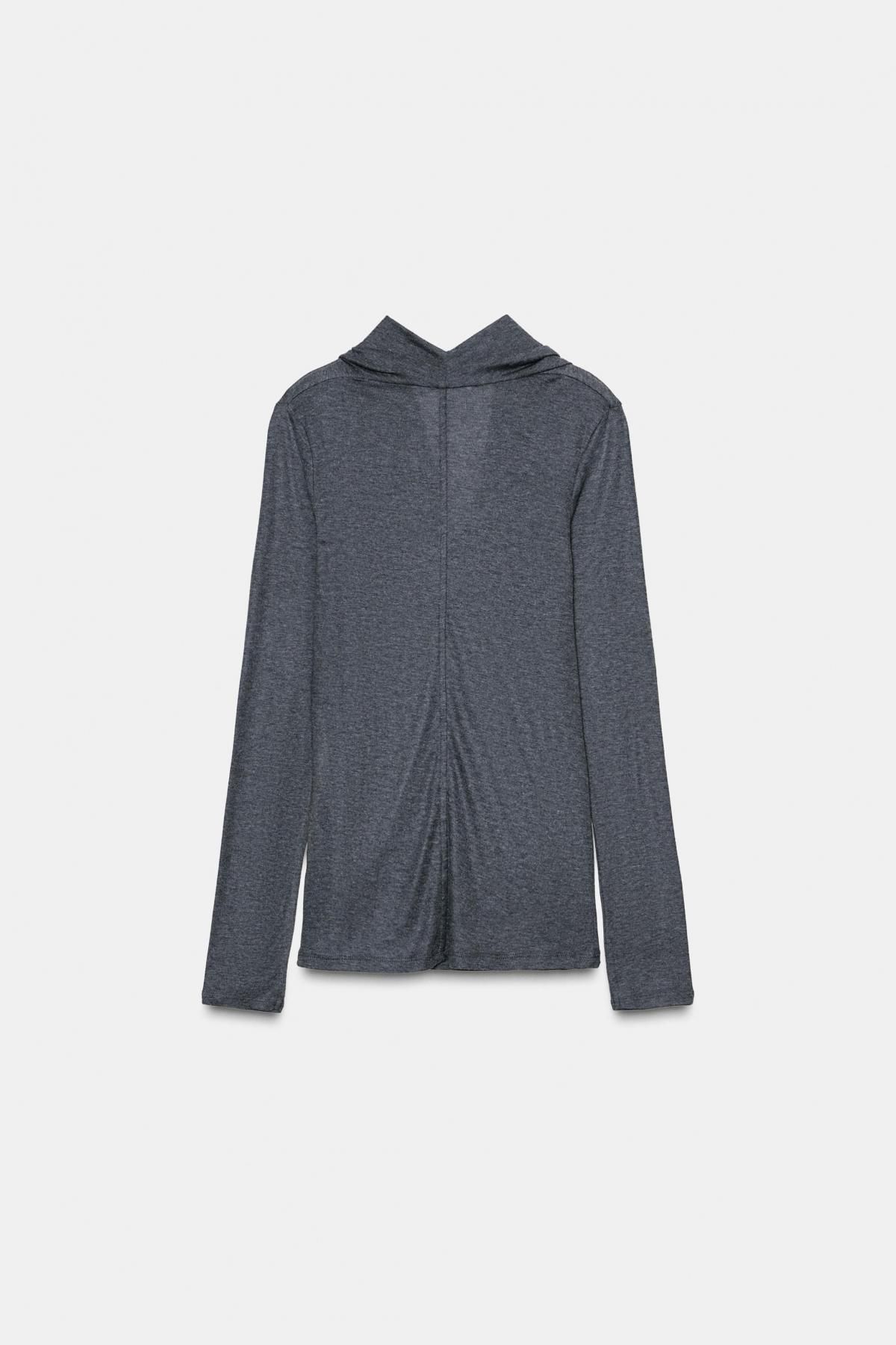 자라 드레이프 라이오셀 혼방 긴팔 티셔츠 3431/638 DARK GREY MARL - 상세 이미지 4