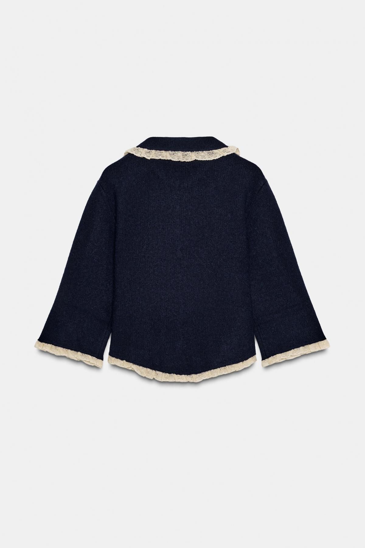 자라 레이스 피터팬카라 가디건 9598/226 NAVY BLUE 이미지 7