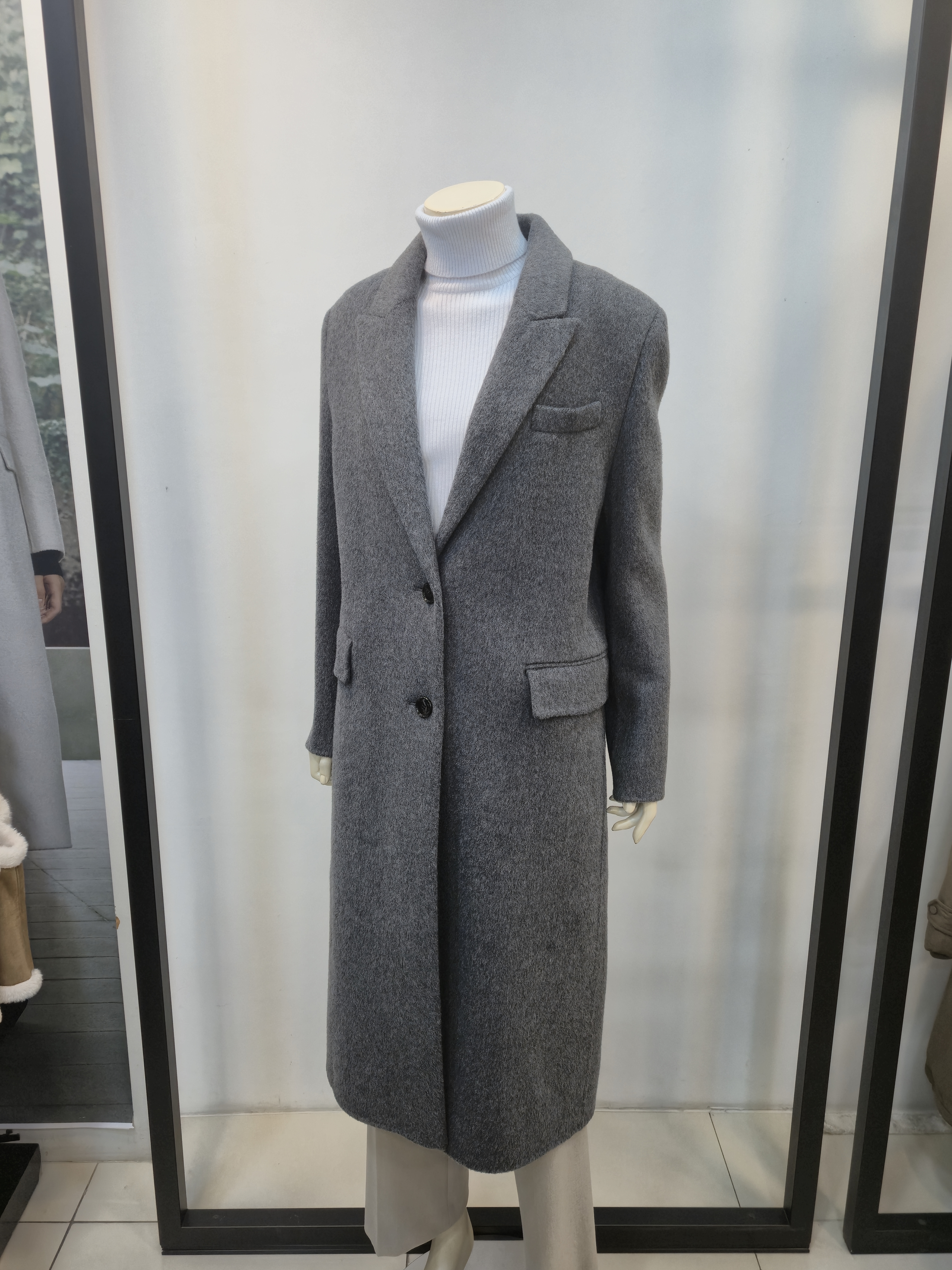 쉬즈미스 싱글핸드메이드코트  울혼방롱코트 하객룩 결혼식 P441100