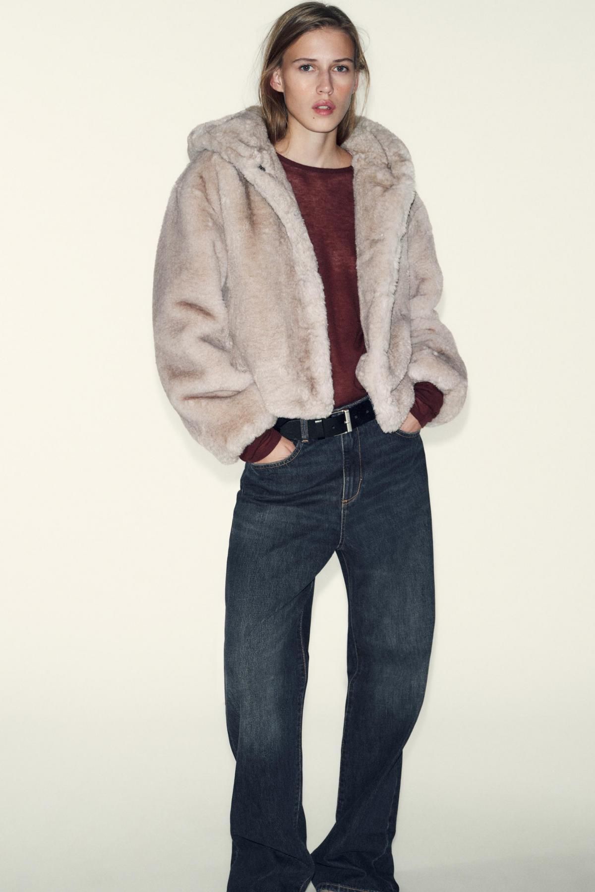 자라 에코퍼 후드 숏 코트 6318/279 MINK - 상세 이미지 2