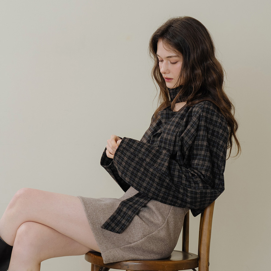 윈터 알파카라이크 레이스라벨 A라인 스커트 (BEIGE) - 상세 이미지 3
