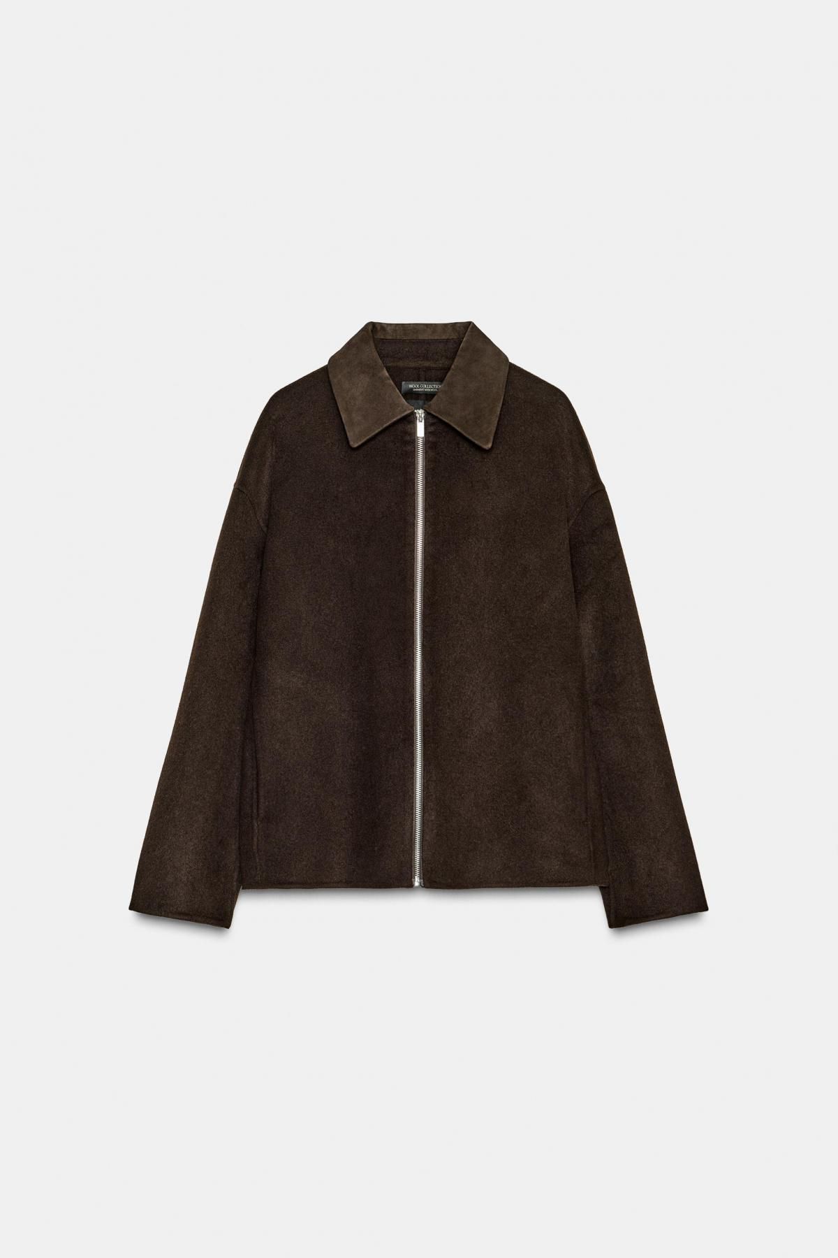 자라 테크니컬 울블렌드 스웨이드 재킷 8491/265 BROWN - 상품 이미지