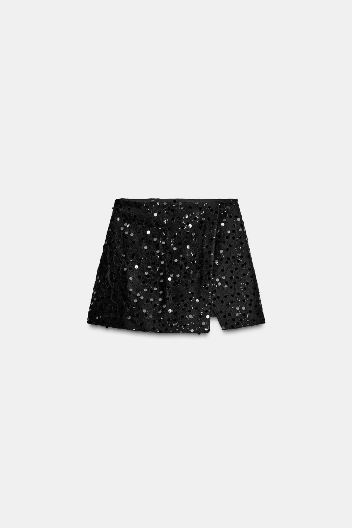 자라 글리터 시퀸 랩 스커트 팬츠 7969/261 BLACK - 메인 이미지