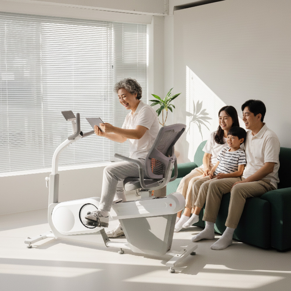 멜킨 국내유일 EMS ERG 프리휠 저소음 재활 좌식 바이크 사이클론지 노인 실내자전거