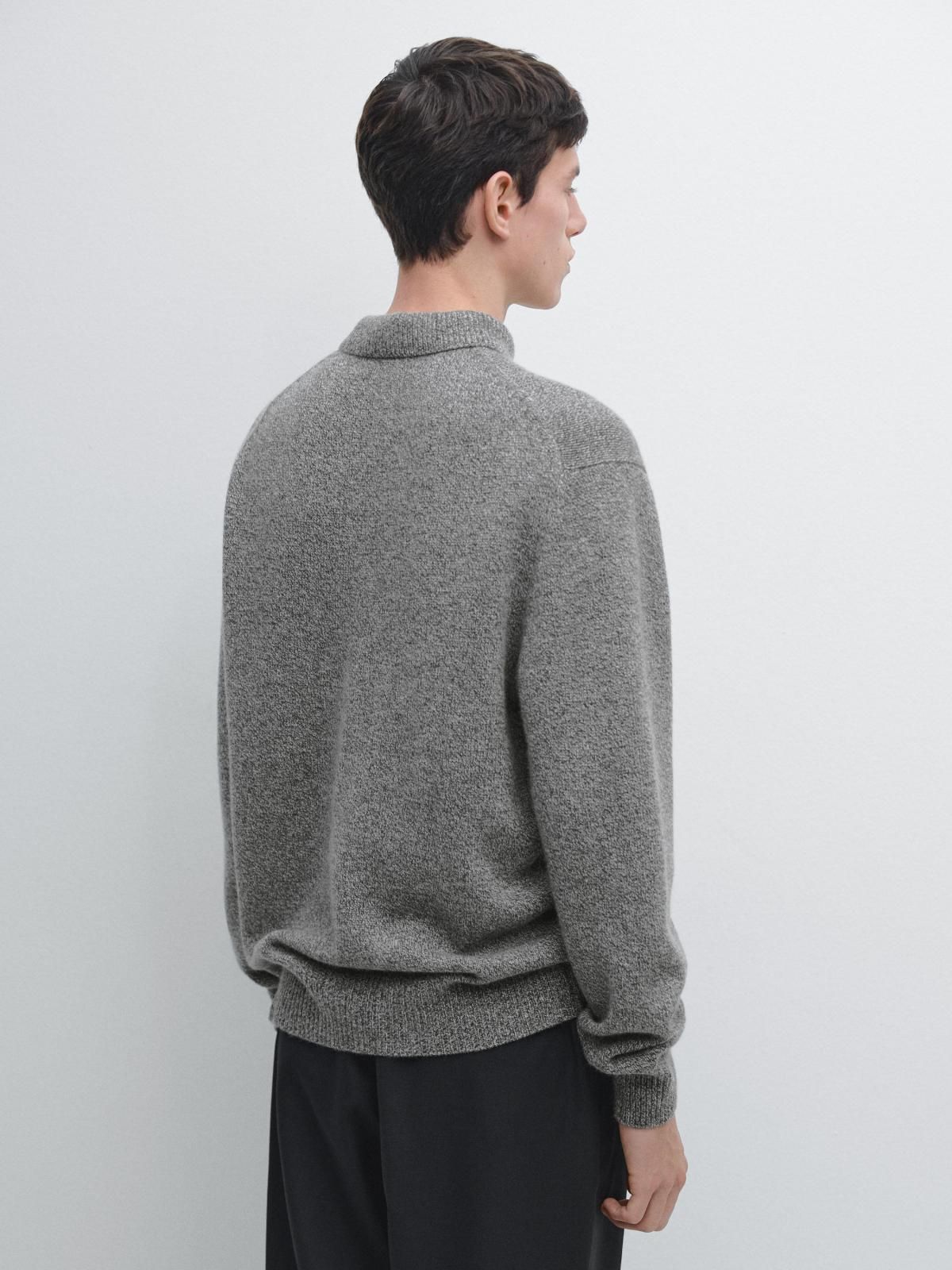 마시모두띠 플렉스 울블렌드 긴팔 폴로 니트 스웨터 1127/238 ANTHRACITE GREY - 상세 이미지 4