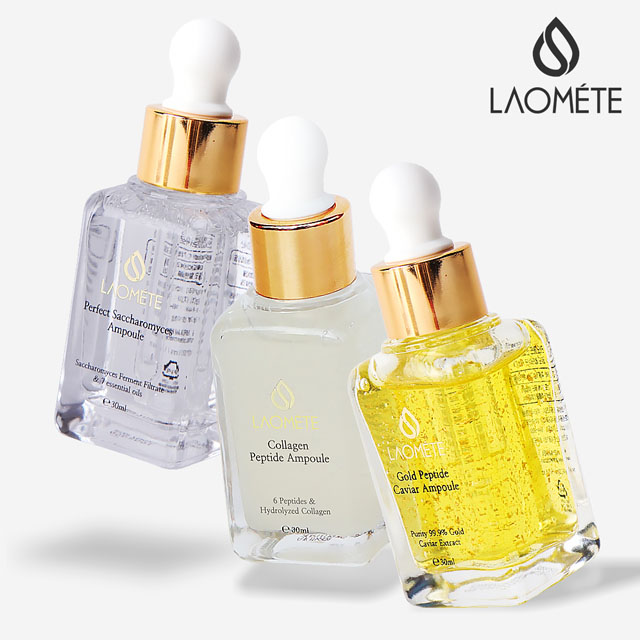 라오메뜨 전설의앰플 100ml 3종 세트 모공 수분 탄력 기미 미백 주름 블랙 화이트 헤드 피지 개선 앰플 24K 골드 캐비어 콜라겐 퍼펙트 사카로미세스 펩타이드 나이아신아마이드 - 상세 이미지 2