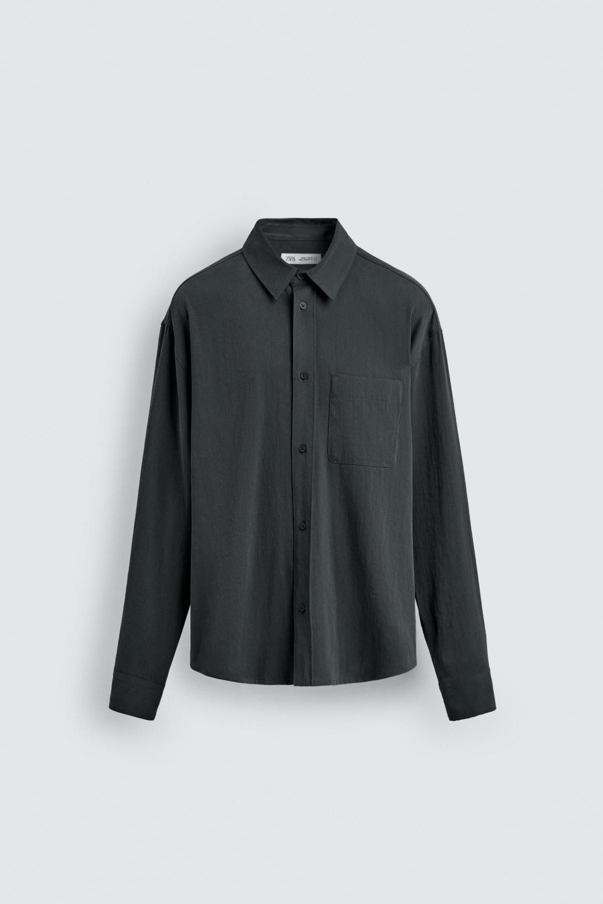 자라 릴랙스핏 테크니컬 긴팔 셔츠 9369/180 DARK GREY - 상품 이미지