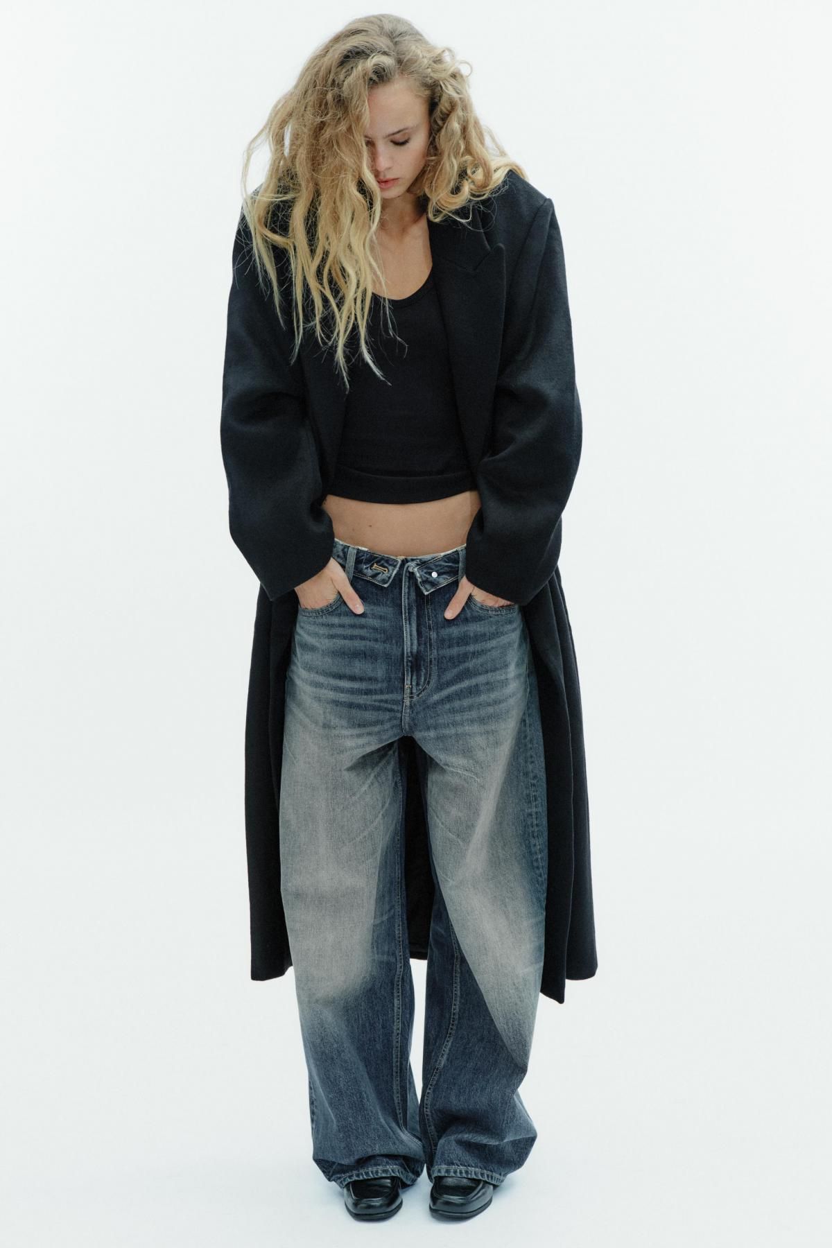 자라 울 블렌드 롱 더블 코트 블랙 1255/708 BLACK - 상세 이미지 2