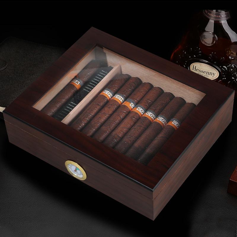 시가 휴미더 케이스 습기 습도계 보관함 우드 대용량 캐비닛 담배 삼나무 26x22x7.5 - 상품 이미지