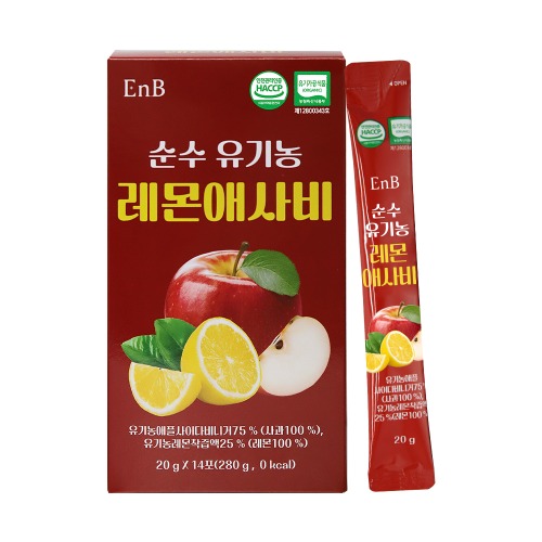 EnB 순수 유기농 레몬 애사비 스틱 발효 사과초모식초 14포, 1개 - 상품 이미지