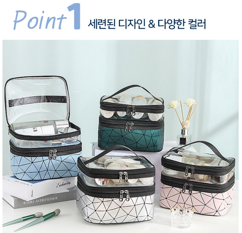 메이크업 파우치 2단 블랙 - 상세 이미지 4