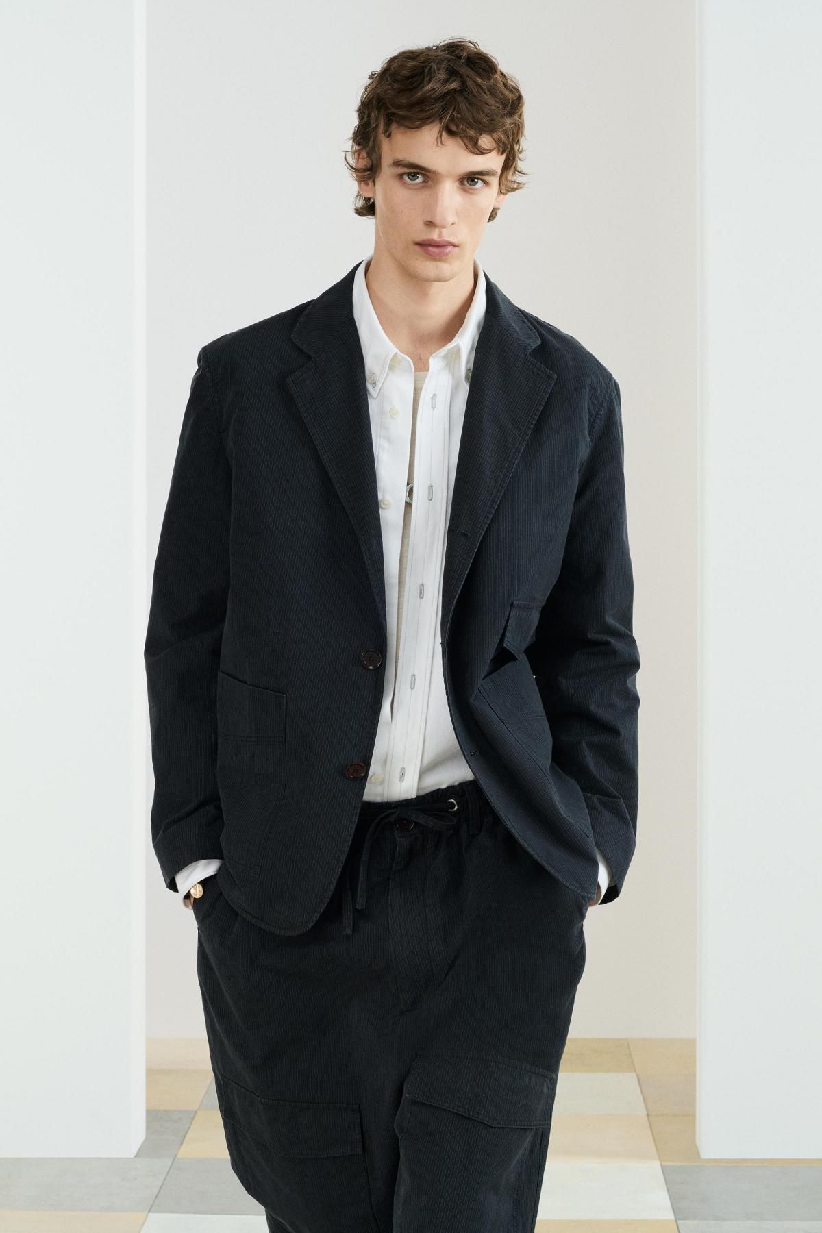 자라 테크니컬 코튼 테일러드 블레이저 6367/319 DARK NAVY - 상세 이미지 4