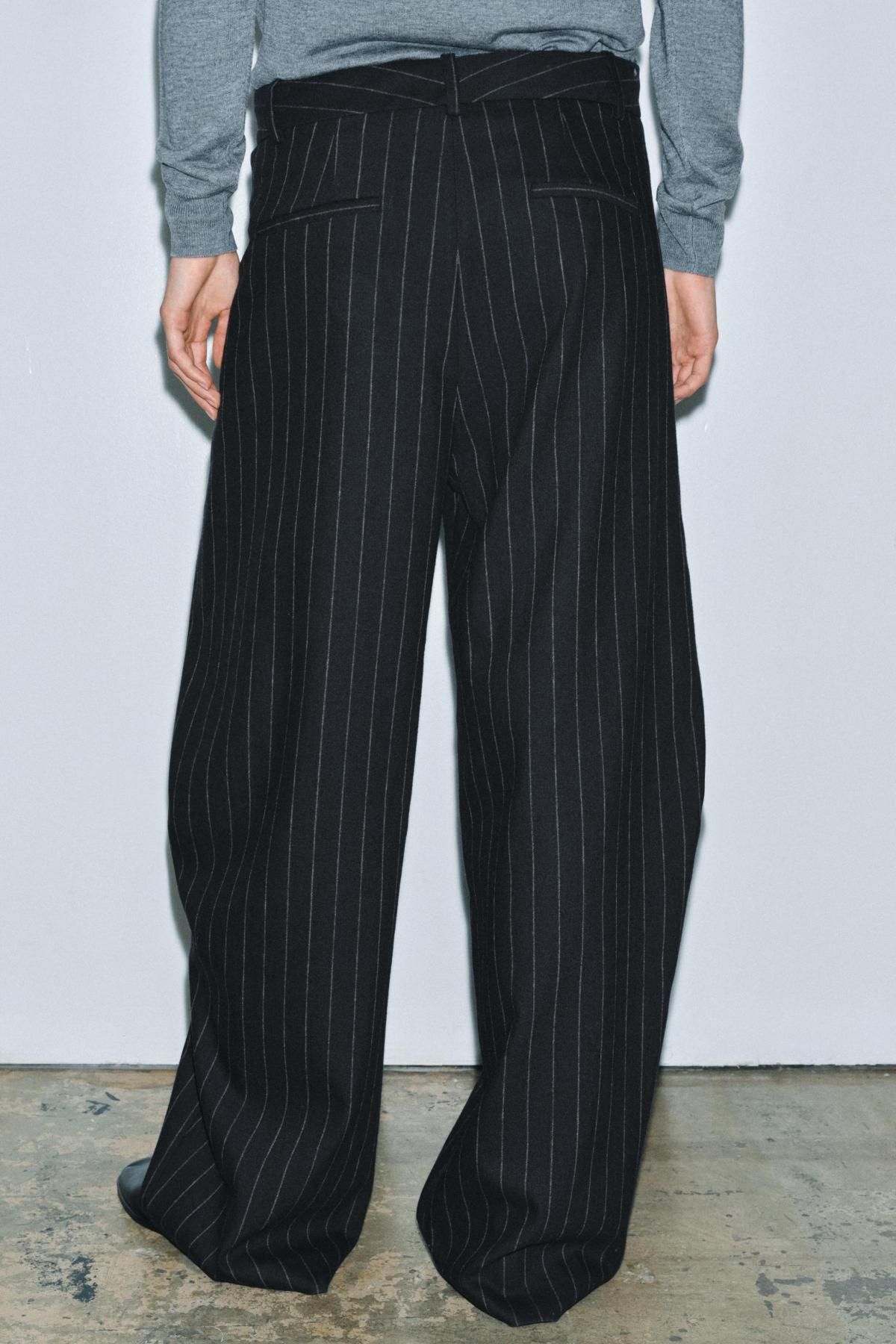 자라 울 핀스트라이프 와이드 슬랙스 팬츠 7149/252 STRIPED - 상세 이미지 3