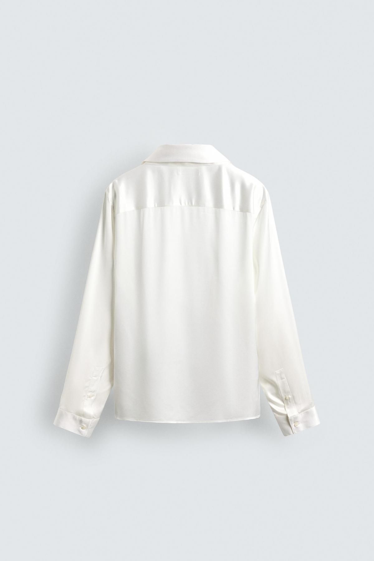 자라 테크니컬 비스코스 타이 긴팔 셔츠 9371/961 OYSTER-WHITE 이미지 7