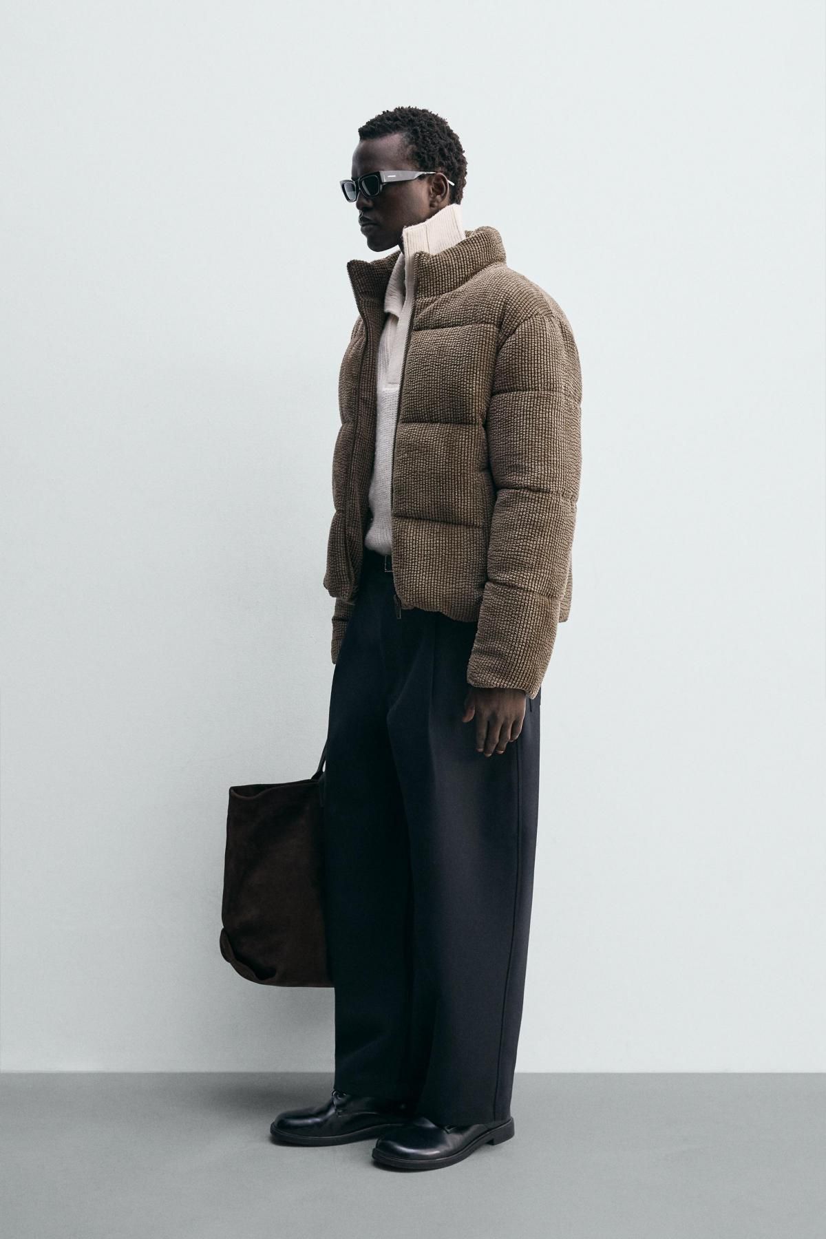 자라 테크니컬 코듀로이 패딩 집업 재킷 3833/305 BROWN / TAUPE - 상세 이미지 5