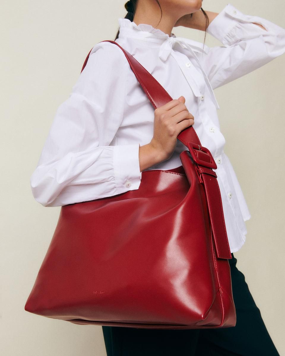 미사코 소프트 레더 터치 베이직 호보백 Saby-4900429169011 BURGUNDY - 상세 이미지 2