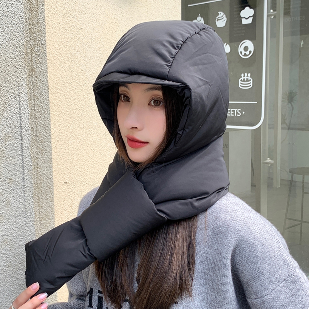 패딩바라클라바 후드 넥워머 겨울 목도리 방한모자 경량 여성 골프 방한마스크 보온 - 상품 이미지