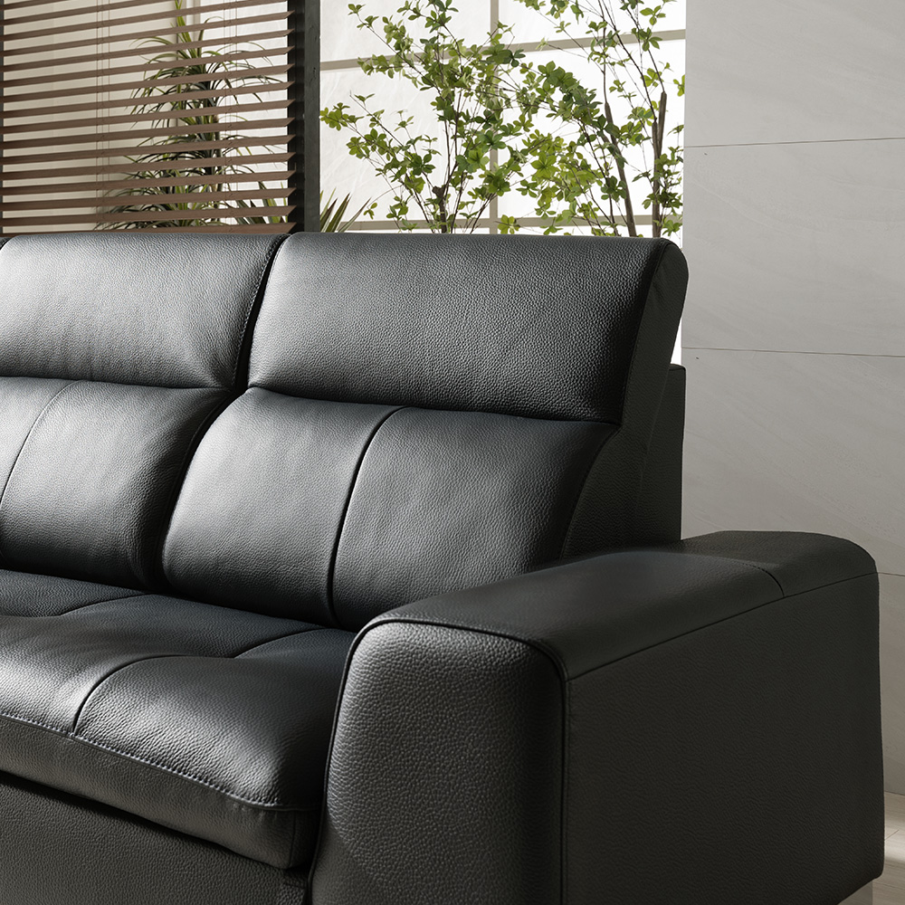 보루네오 베로나 이태리 통가죽 천연면피 소가죽 소파 3.5인용+스툴