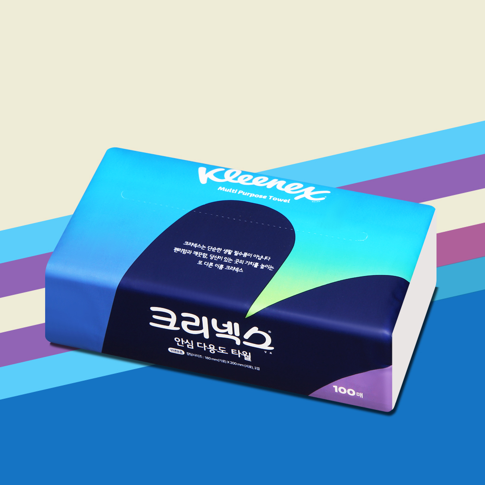 크리넥스 뽑아쓰는 안심 다용도 타월 100매 1팩 대용량 키친타올 주방 식탁 캠핑 - 상품 이미지
