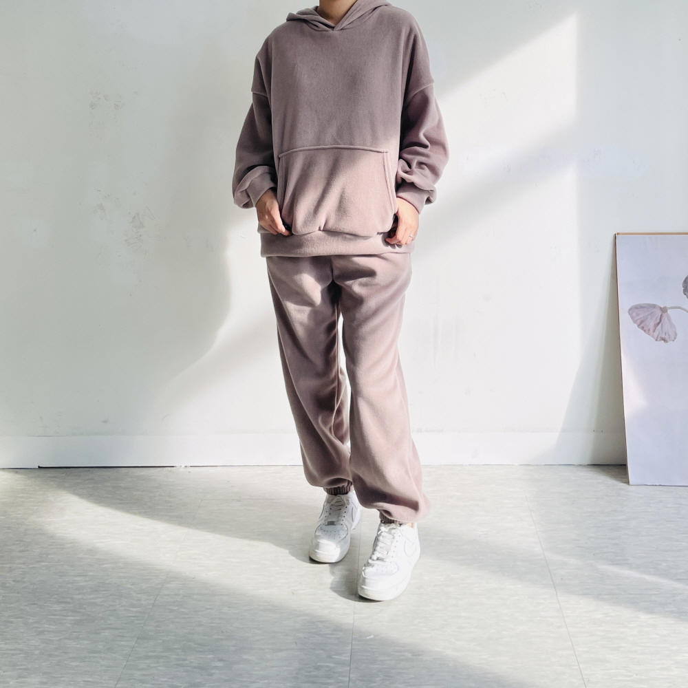 기모 후리스세트 트레이닝세트 후드 조거 트레이닝셋업 엄마등원룩 - 상세 이미지 3