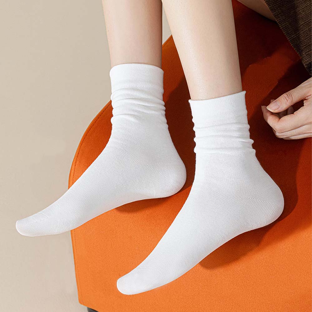 무압박양말 10켤레 학생 무지 임산부 돌돌이 긴목 루즈삭스 흰 검정 면 양말 세트 이미지 3
