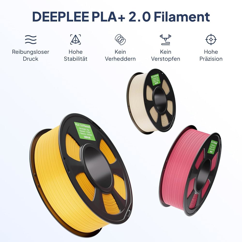 DeepLEE PLA+ 2.0 필라멘트 1.75mm, 견고한 3D 프린터 필라멘트, 블랙 화이트 베이지 3KG, 업그레이드 PLA 플러스 대부분의 FDM 드러커를 위한 고속 - 상세 이미지 2