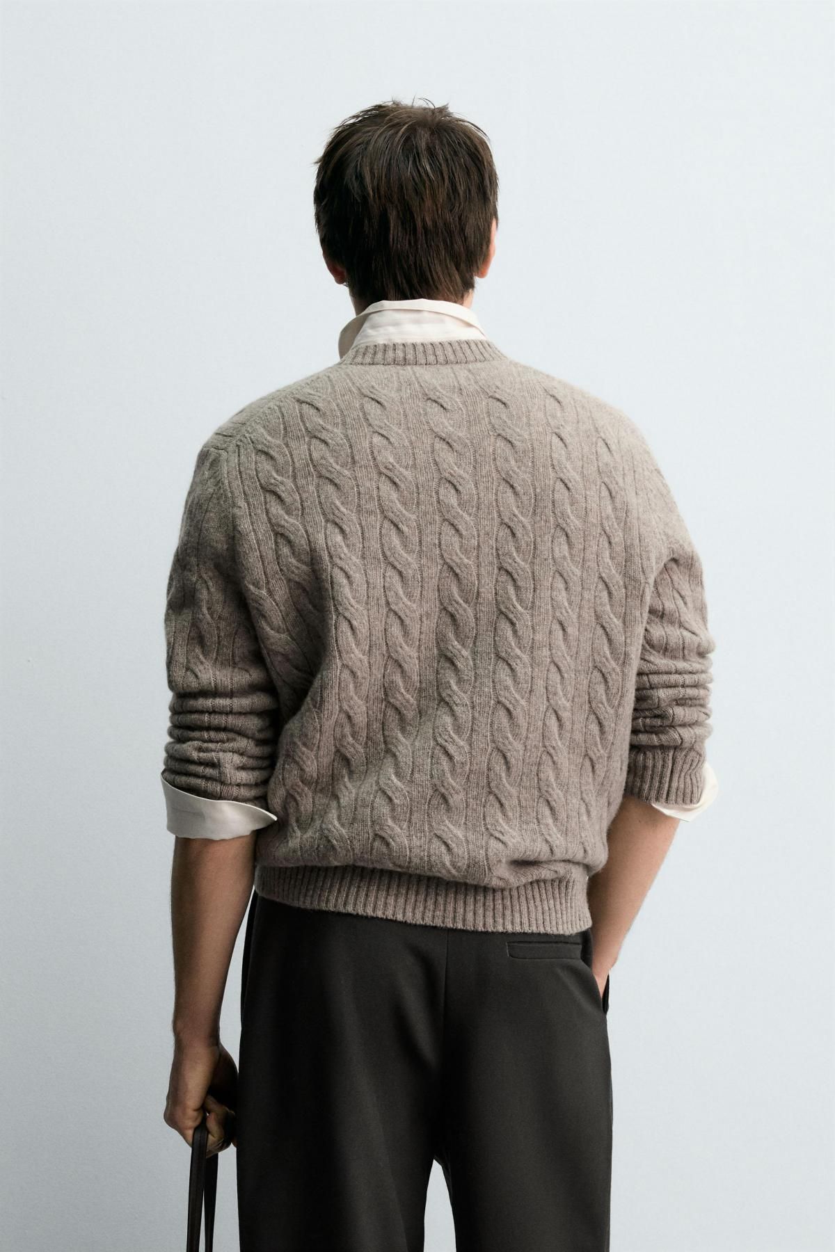 자라 프리미엄 울 케이블 니트 스웨터 2632/307 BEIGE MARL - 상세 이미지 4