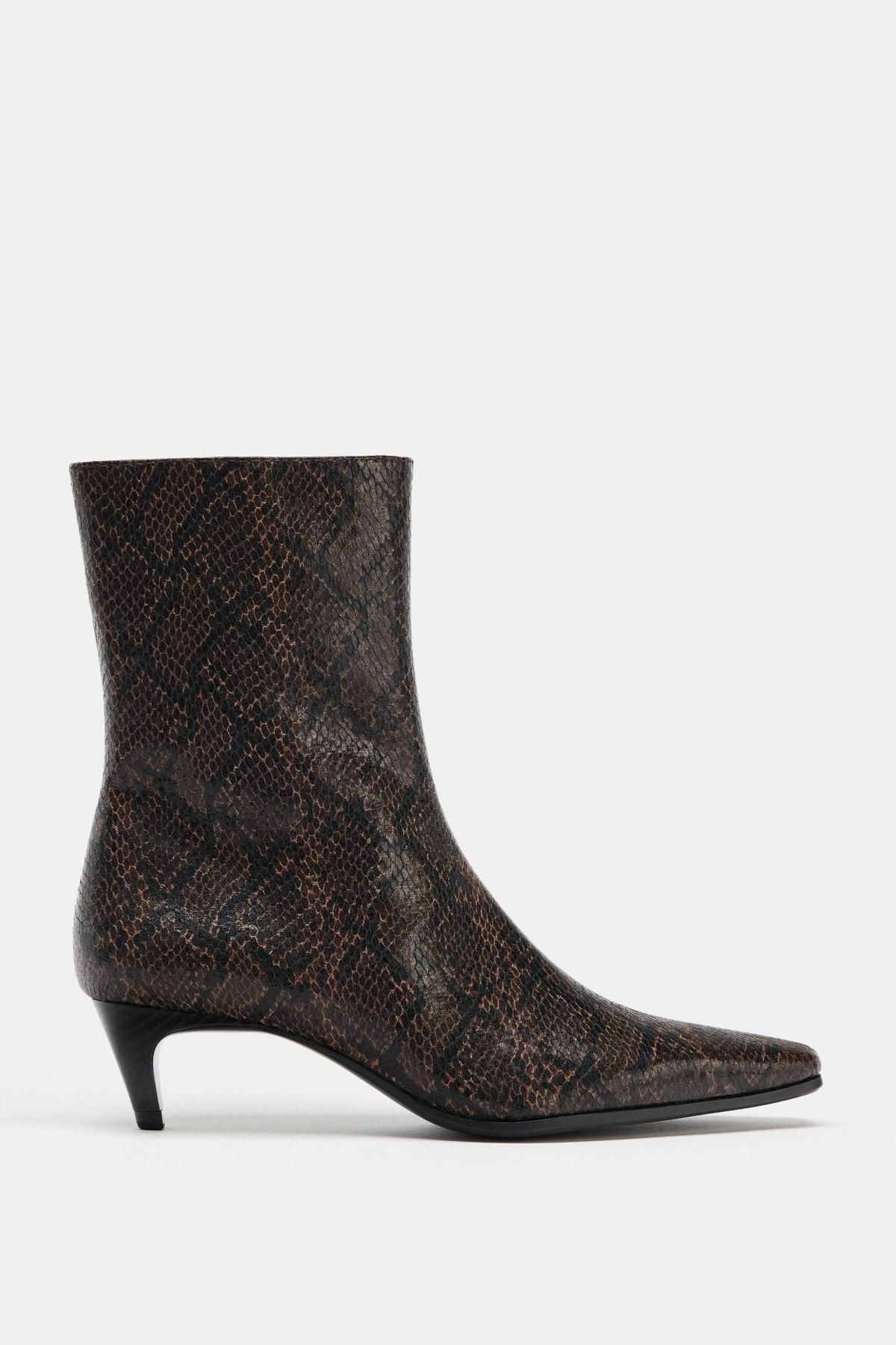 자라 애니멀 프린트 키튼힐 앵클부츠 1139/610 SNAKESKIN - 메인 이미지
