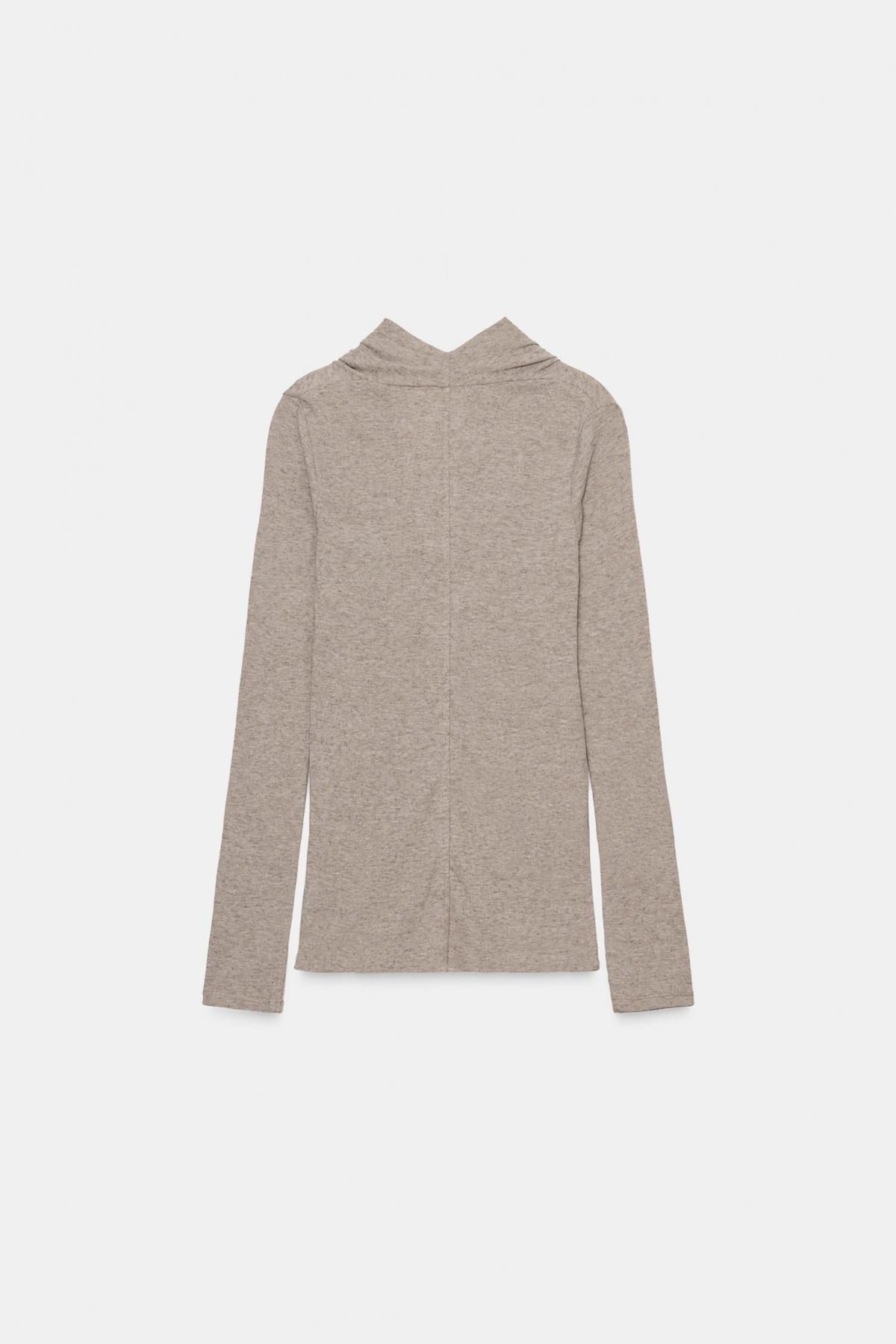 자라 드레이프 라이오셀 울 긴팔 티셔츠 3431/638 BEIGE MARL - 상세 이미지 5
