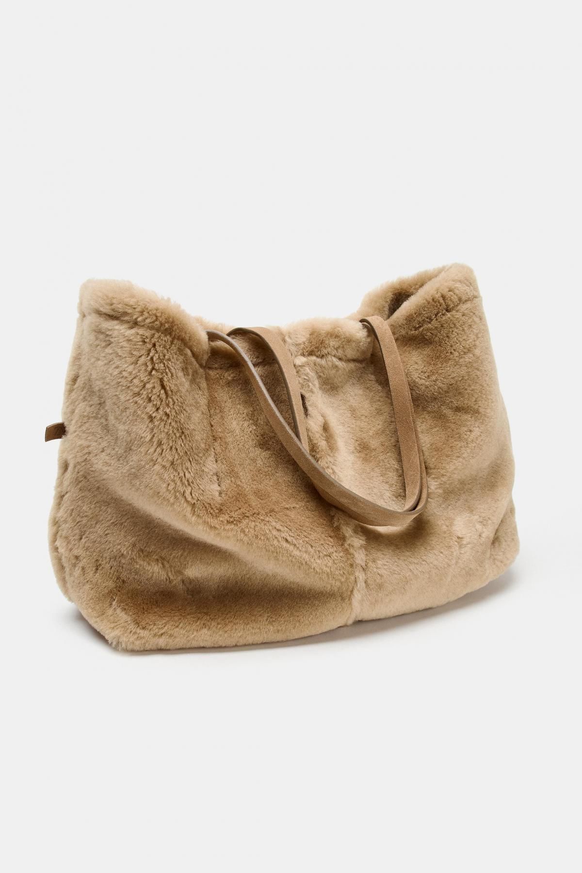 자라 리버서블 퍼 레더 쇼퍼백 6061/610 SAND/BROWN 이미지 7