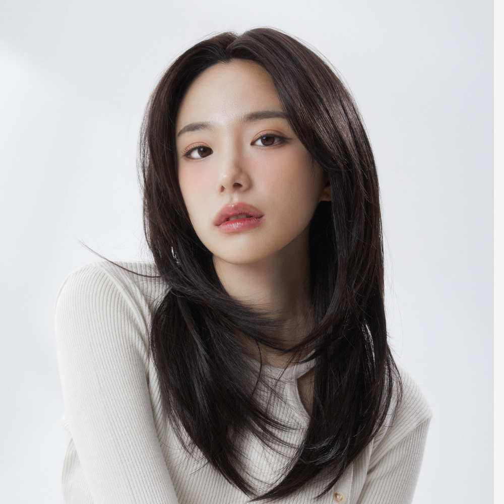수제통가발 세미롱 중단발 레이어드 허그펌 여자가발 셀린 - 상품 이미지