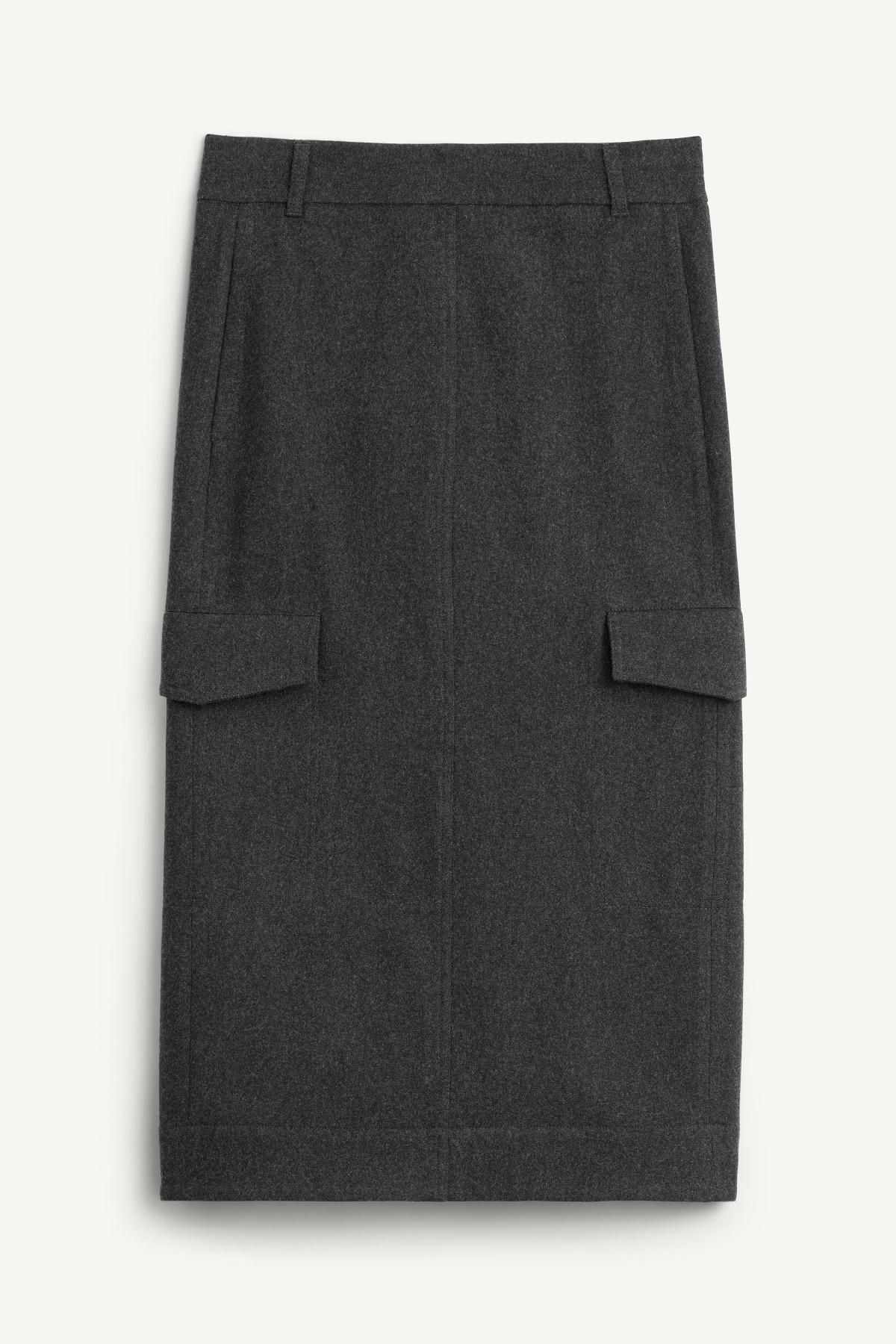 자라 울 블렌드 미디 카고 스커트 8981/250 MID-GREY - 메인 이미지